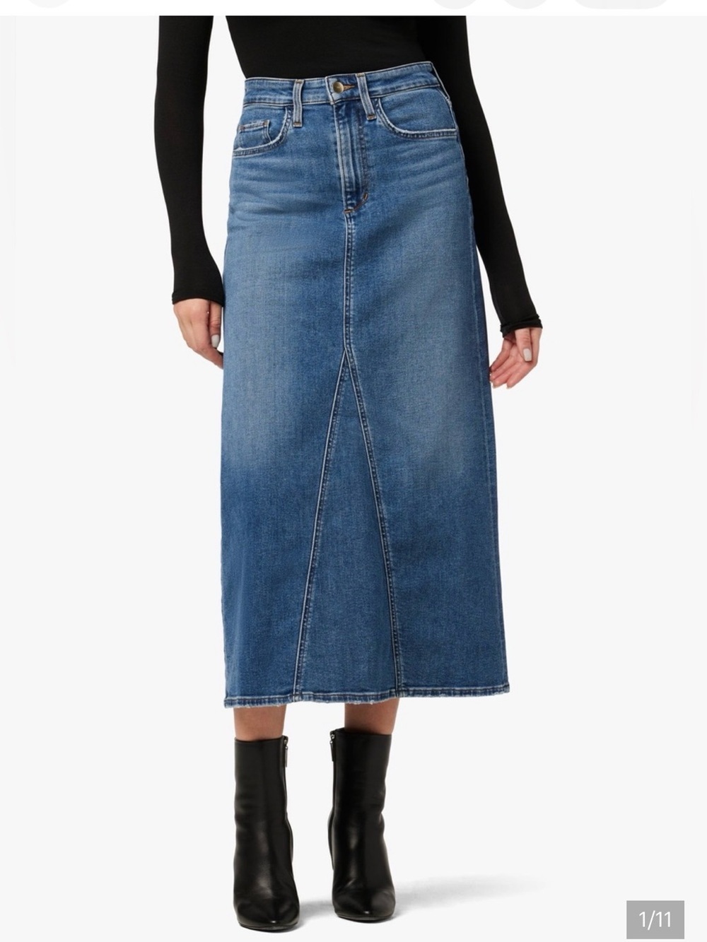 Joe's Jeans Medium Blue Denim Midi Skirt